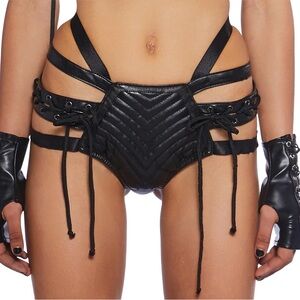 DOLLS KILL CLUB EXX RUDE AWAKENING LACE UP SHORTS * SOLD OUT ON SITE*